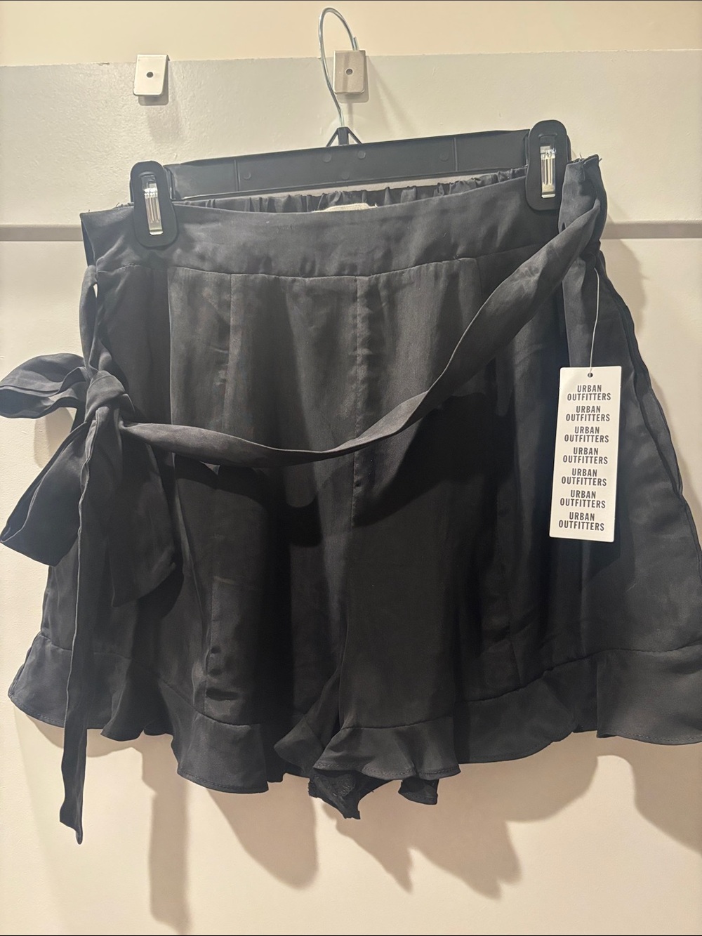 Urban Outfitters Black Ruffle Tie-Waist Skort Shorts